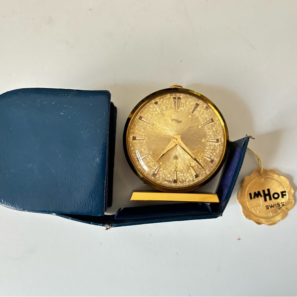 Vintage ImHof Swiss Alarm Manual Wind Travel Clock